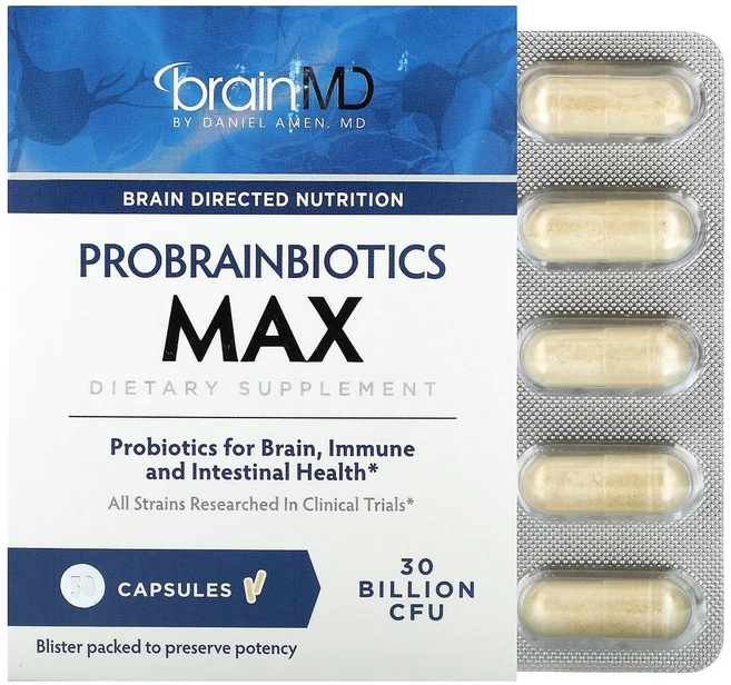 BrainMD Probrainbiotics 맥스 300억CFU 캡슐 30정 BrainMD (브레인MD), BrainMD, Probrainbiotics 맥스, 3, 1개 - 쿠팡
