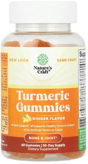 네이처스크래프트 터메릭 강황 구미젤리 Turmeric Gummies 생강맛 60개, Nature's Craft 강황 구미젤리 생강 구미젤리, 1개 - 쿠팡