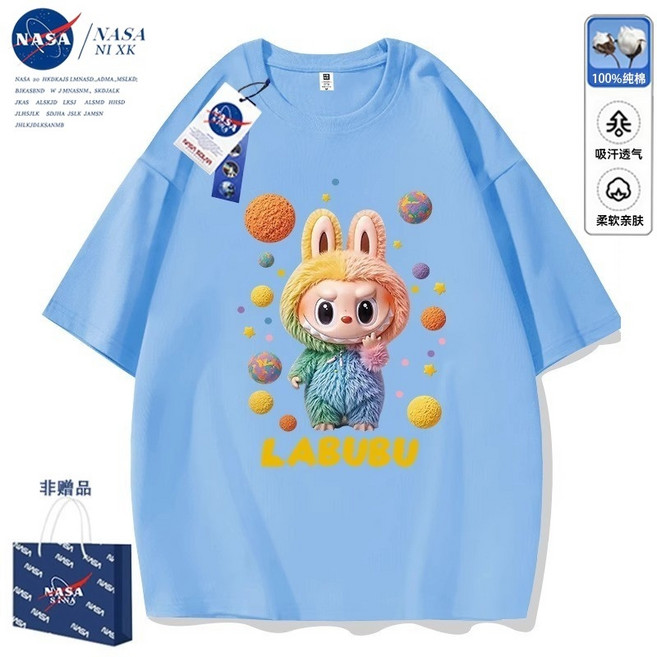 라부부 캐릭터 반팔 티셔츠 반팔티 반소매 여름 커플 남녀공용 빅사이즈 선물 커플 순면 굿즈