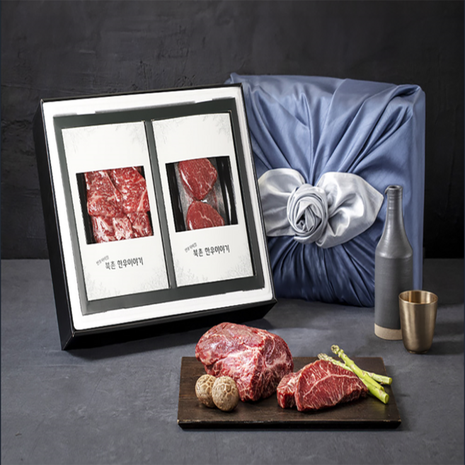 북촌한우이야기 프리미엄 한우 선물세트 소고기 투뿔등급 1++ 구이, 구중궁궐세트(등심+채끝등심), 1세트