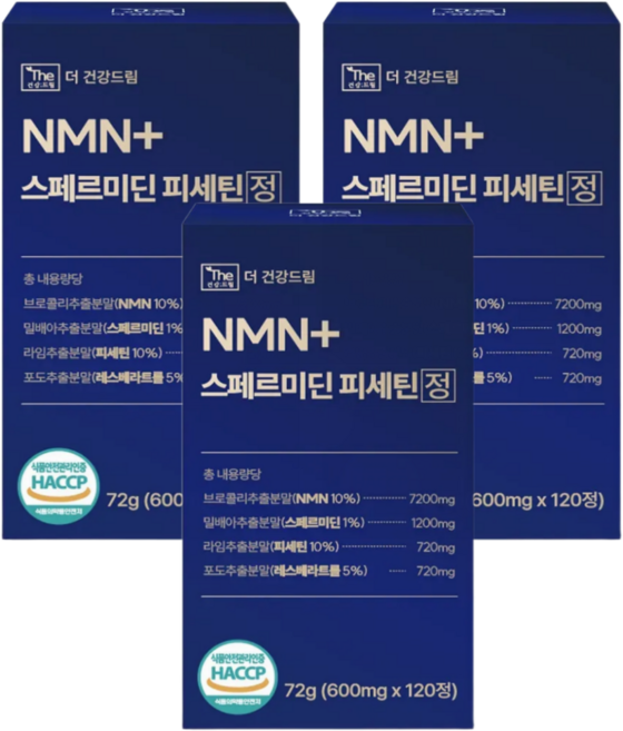 더건강드림 nmn 스페르미딘 피세틴 정 600mg, 3개, 120정