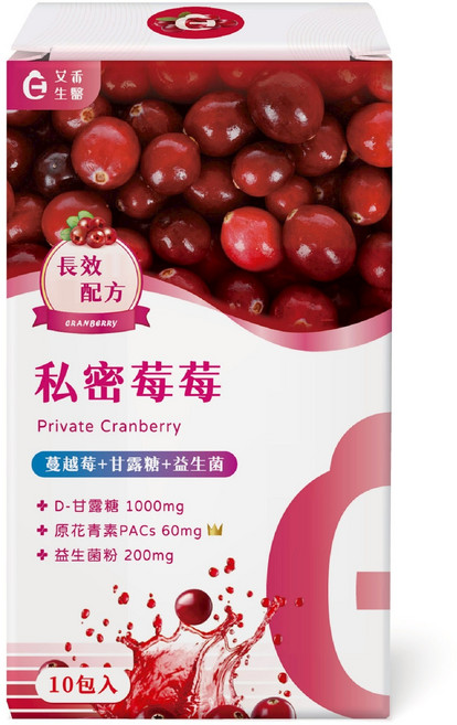 艾希生醫私密蔓越莓 添加甘露糖 益生菌 守護女性私密健康 10包入, 3.5g, 1個