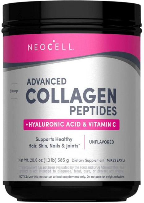 NeoCell Advanced Collagen Peptides Powder | 6.9oz | Plus Hyaluronic Acid & Vitamin C | Hair Skin, 1.29 Pound (Pack of 1)