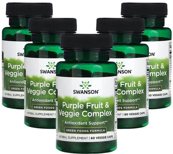 스완슨 자색 열매 및 채소 복합체 베지 캡슐, 5개, 60정 - 쿠팡