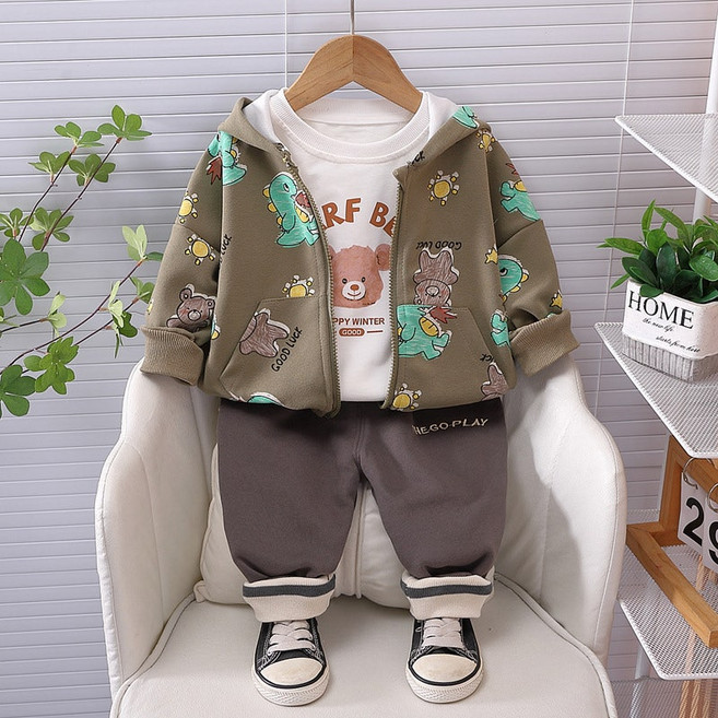 마이슈마켓 키즈 남아 상하복세트 집업 티 바지세트 봄 가을옷 형제룩 어린이 등원복 베어용3종세트