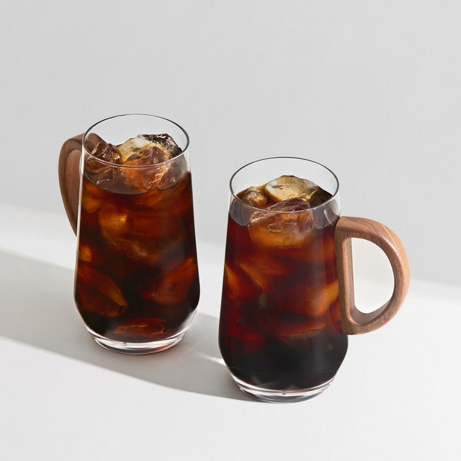 카빈스 프리미엄 롱 우드 핸들 유리컵 500ml, 2개, 투명