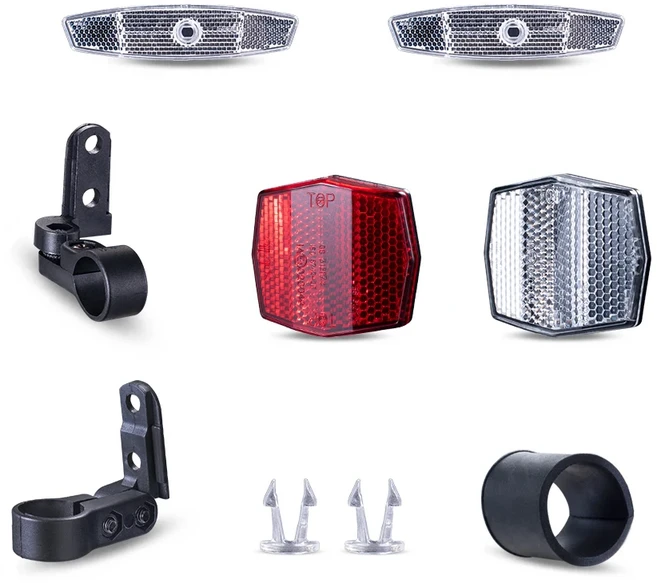 펀시 스쿠터 액세서리 휠 앞쪽 핸들바 포스트에 부착하는 반사판 ISO6742-2B 표준, 01 Reflector set, 01 중국