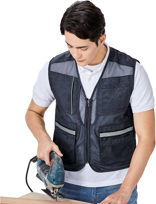 유니폼플라자 피오젠 PS-V66 작업용조끼 작업복 망사조끼 낚시조끼 단체조끼 현장조끼 안전조끼 작업조끼 산업조끼, XL(100)