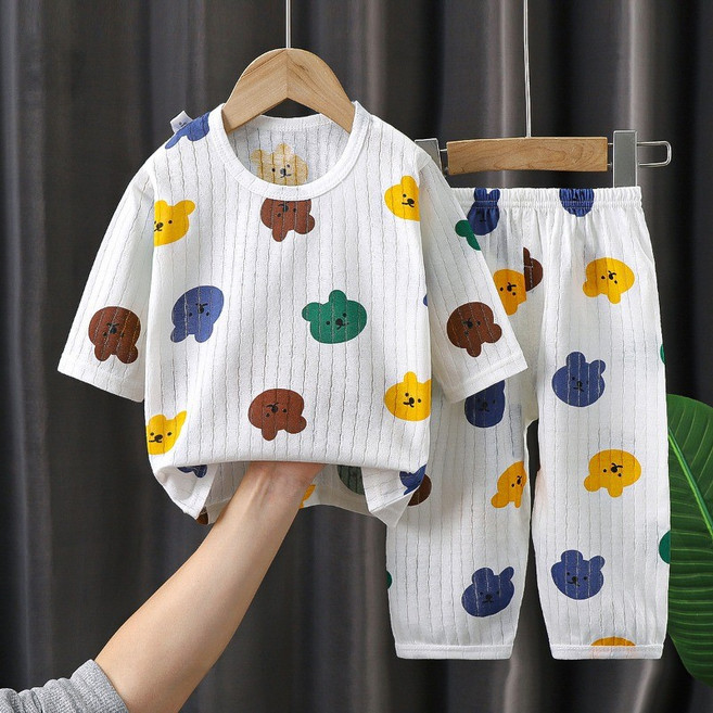 兒童夏款空調服七分袖家居服睡衣套裝