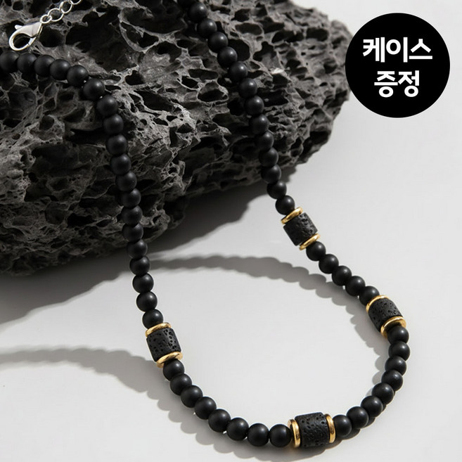 [MSMULTIVERSE] 힙스터 남성 스트릿 포인트 블랙 비즈 초커 레이어드 패션 목걸이