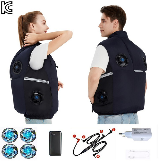 지누오 선풍기 조끼 4팬 고출력 에어컨 옷 얼음조끼 아이스 쿨 냉방 냉풍 여름작업복 낚시 등산 현장팬조끼