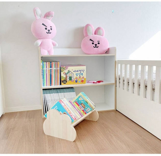 심플룸 전면 아기 유아 구름 책꽂이 원목 미니 간이