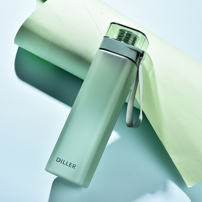DILLER 便攜方形運動水杯, 綠色, 1套, 400ml