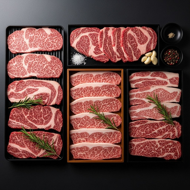 한국농수축산 국내산 1등급 소고기 모둠 등심 + 채끝살 반반세트, 1세트, 400g