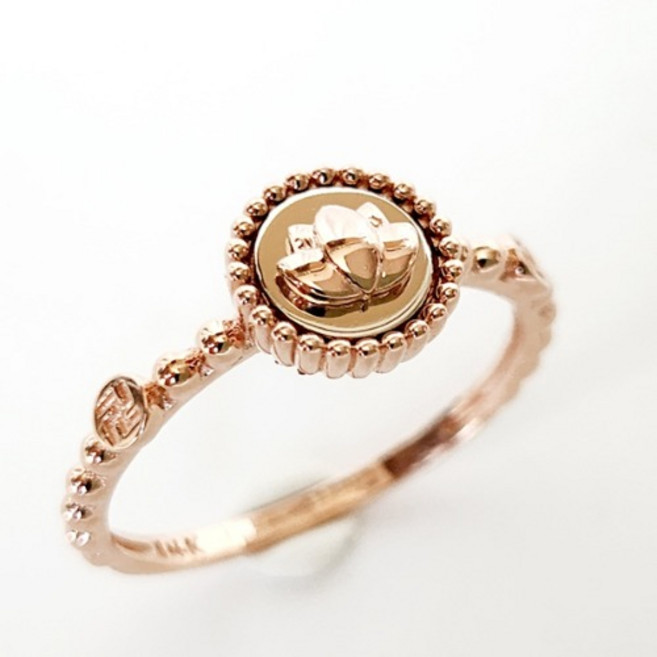 루이비쥬 14K 불교 연꽃 반지 - 여성용 불교 반지 부적 반지 법당 선물용