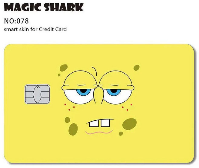 매직 상어 귀여운 스폰지 밥 패트릭 별 만화 매트 스티커 커버 필름 스킨 직불 은행 카드, 078, Large Chip