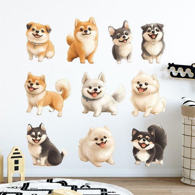 바이앤뷰 감성 인테리어 데코 스티커, 스마일 댕댕이