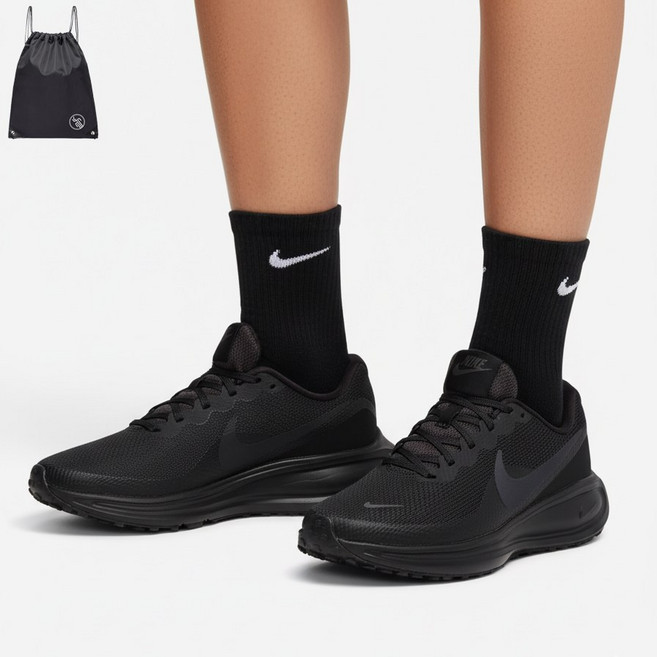 나이키 여자 쿠션 런닝화 올블랙 검정 운동 (PGN짐쌕가방 지급)