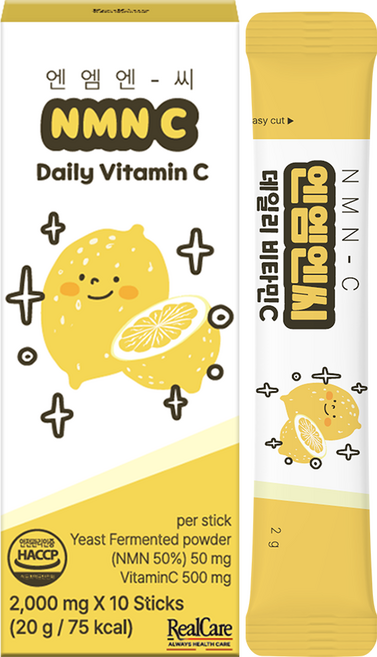 리얼케어 NMN-C 엔엠엔씨 데일리 비타민C 2000mg x 10포, 1개, 10회분