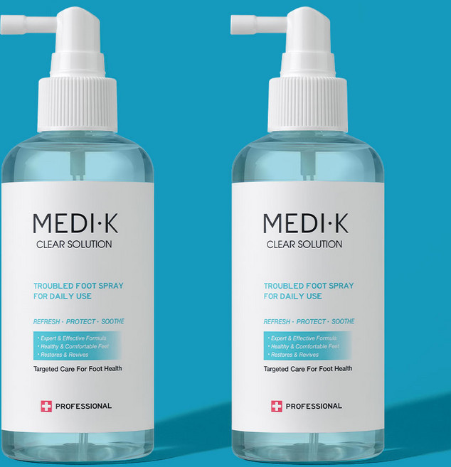 약국입점 의약외품 메디케이 클리어솔루션 초대용량 250ml 풋스프레이 손발톱 발바닥 발가락 냄새제거 약, 2개, 1개입