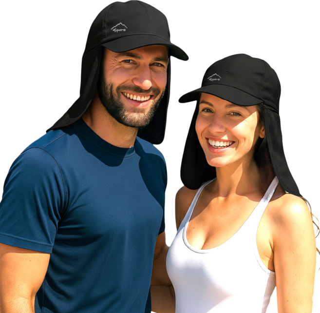 카라몰리 자외선차단 모자 워터파크 얼굴 햇빛가리개 등산 낚시 썬캡, 블랙, 1개