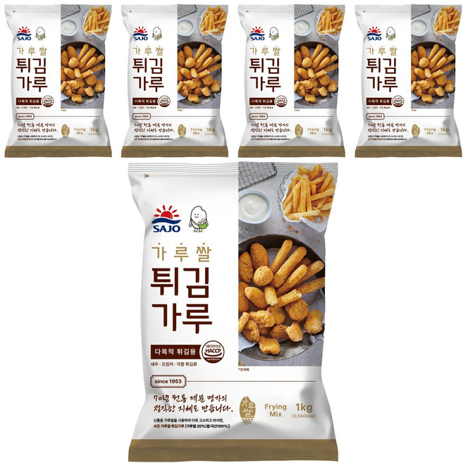 사조동아원 가루쌀 튀김가루, 1kg, 5개