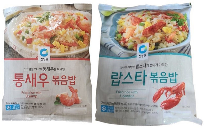 청정원 즉석냉동밥 통새우볶음밥+랍스타볶음밥 (통새우 볶음밥400g+랍스타볶음밥400g) 혼밥 간편식, 1세트, 800g