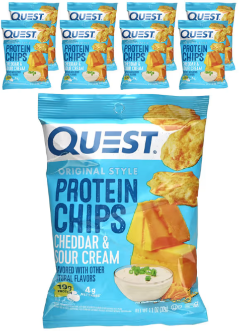 퀘스트뉴트리션 Original Style 프로틴칩 Cheddar Sour 체다 사워 크림 각 1oz, 8개, 32g