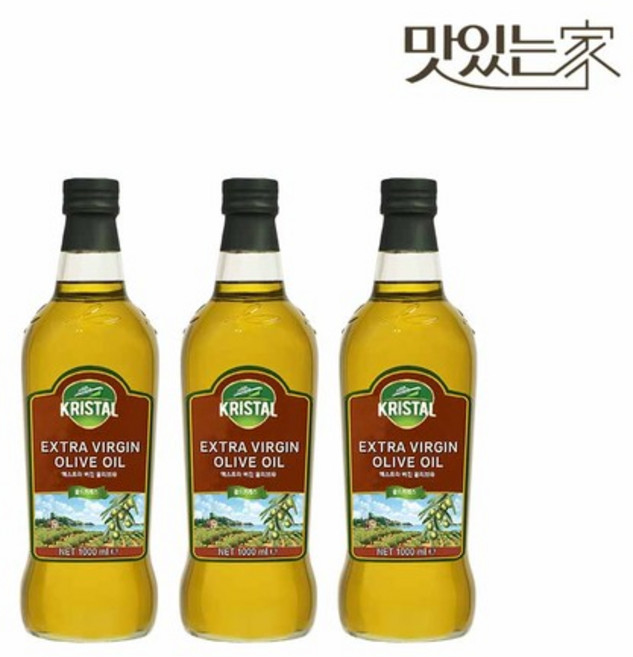 크리스탈 지중해 엑스트라버진 올리브오일 1L 3병, 3개