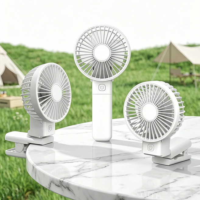 다기능 클립 팬 집게형 야외 선풍기 우산 집게 탁상 세워용 원버튼 3단 풍속조절 휴대충전용 저소음, 화이트, 7333