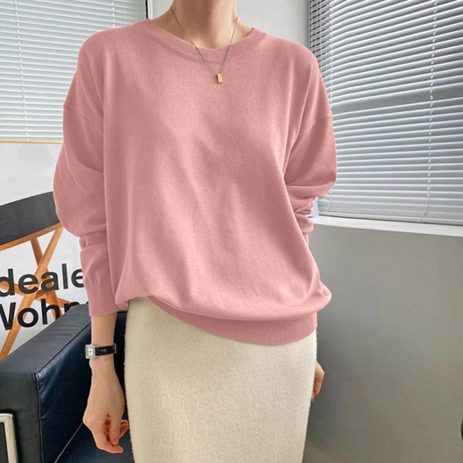 여성 라운드넥 니트 심플 베이직 간절기 니트 오버핏 봄 가을