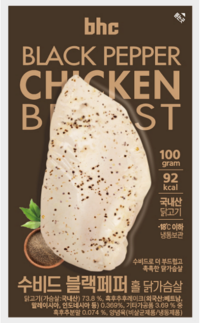 BHC 수비드 블랙페퍼 홀 닭가슴살, 100g, 40개