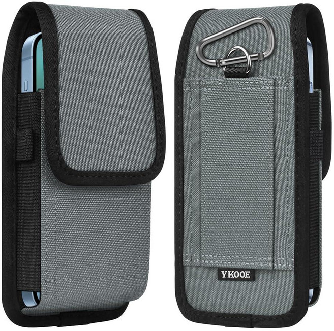 Ykooe Cell Phone Pouch Nylon Belt Holster Case Compatible with iPhone 16/15/14/13/12/11 Pro Max &, XL, 연회색
