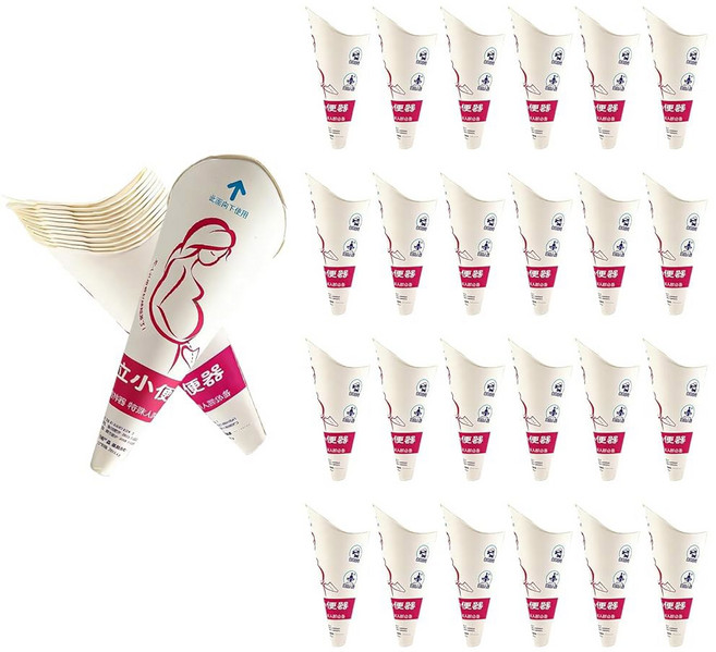 JFRHUDS 일회용 여성 소변기 24팩 휴대용 스탠딩 소변 깔때기 컵 여행 및 야외 활동을 위한 방수 종이