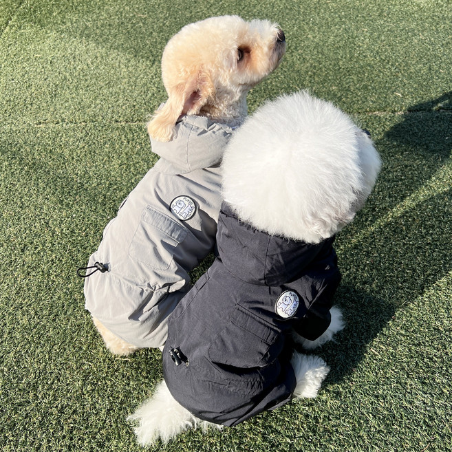 강아지 패딩 올인원 PUPOO 우주 패딩 하네스 포켓, 연핑크, 1개