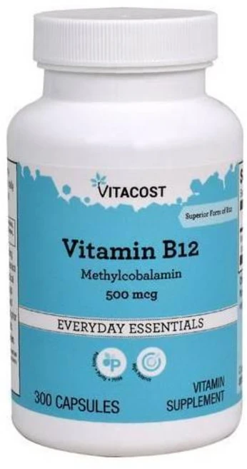 비타코스트 비타민 B-12 메틸코발라민 500mcg 캡슐 Vitacost Vitamin B12 Methylcobalamin, 1개, 300정 - 쿠팡