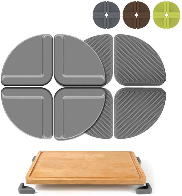 루이 도마 미끄럼방지 패드 스크래치 방지+충격완화 강력흡착 반복사용 가능 원목/플라스틱/유리, 그레이, 4개