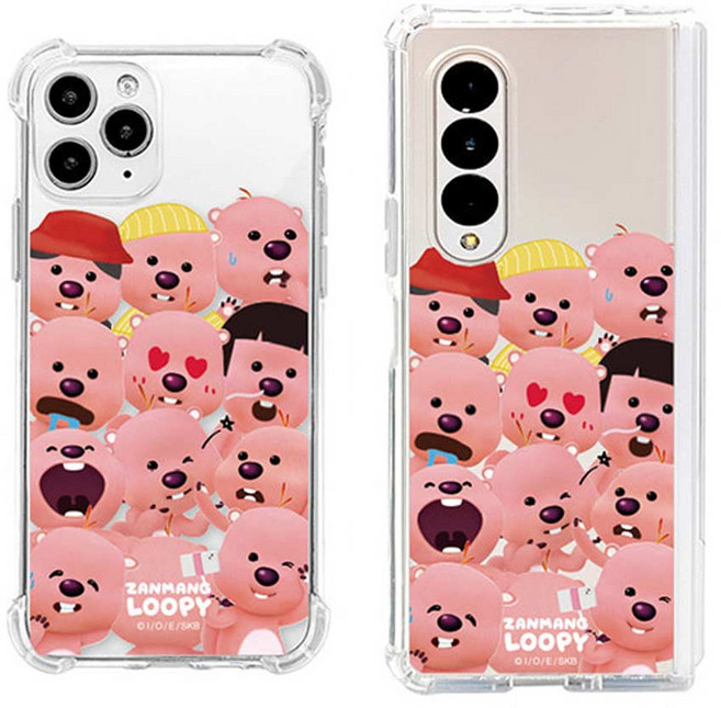 폰폰 갤럭시 S22 (S901) 잔망루피 모여랏 와글 디자인 투명 젤리 휴대폰 케이스