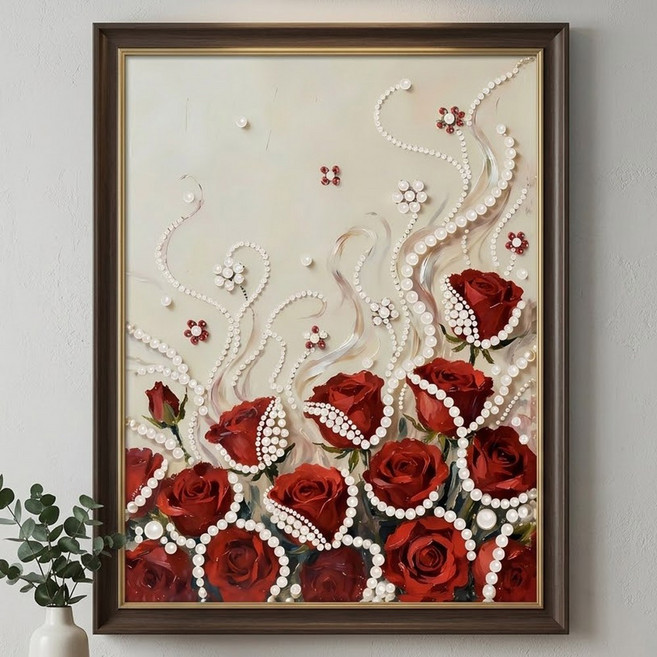 호인트 DIY 진주 보석십자수 명화그리기 30x40cm, 1개, 08로즈가든