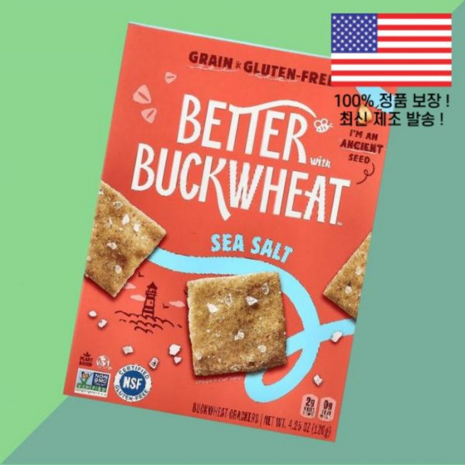 메밀 크래커 바다 소금 4.25온스 120g 함께 먹으면 더 맛있습니다. Better Buckwheat Crackers Sea Salt 4.25oz, 메밀 크래커 바다 소금 4.25온스 120g 함께 먹으, 1