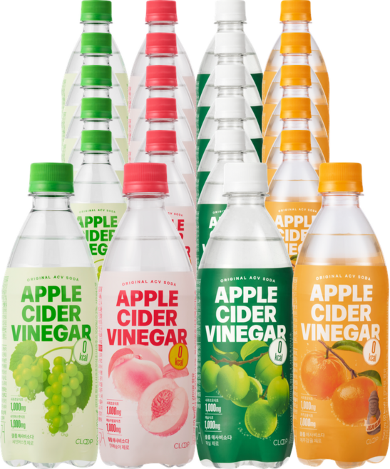 클룹 애사비소다 4종 세트 (샤인머스캣+신비복숭아+매실+감귤), 24개, 500ml
