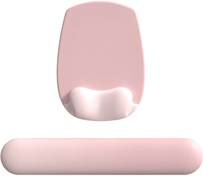 아라리오 벨루어 컴포트 키보드 마우스 손목 받침대 세트, 1개, 페탈 핑크