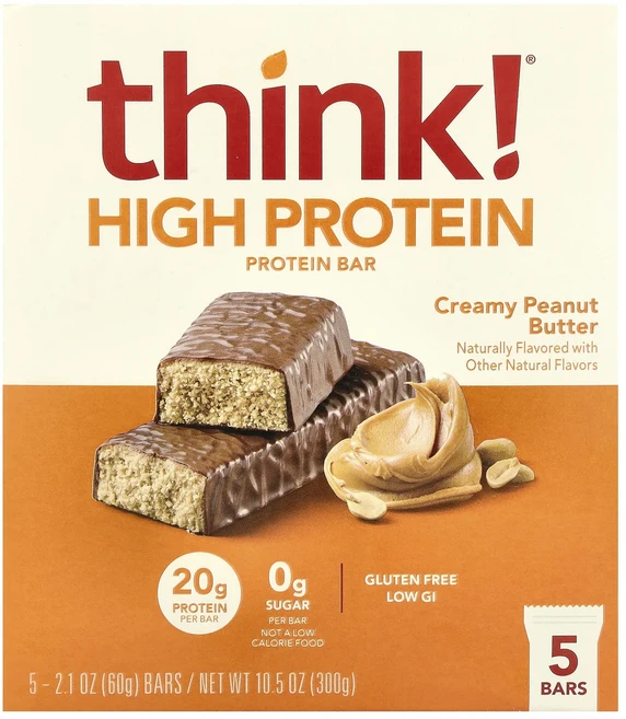 지금 곧 품절됩니다 Think 하이 프로틴 바 크리미 땅콩버터 바 5개 각 60g(2.1oz) 서둘러주시면 감사하겠습니다, Think하이프로틴바크리미땅콩버터바5개각60g21oz, 60g - 쿠팡