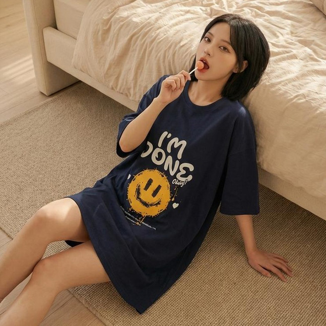 데일리마쥬 20수면 박스원피스 아임돈 스마일 홈웨어 반팔 잠옷