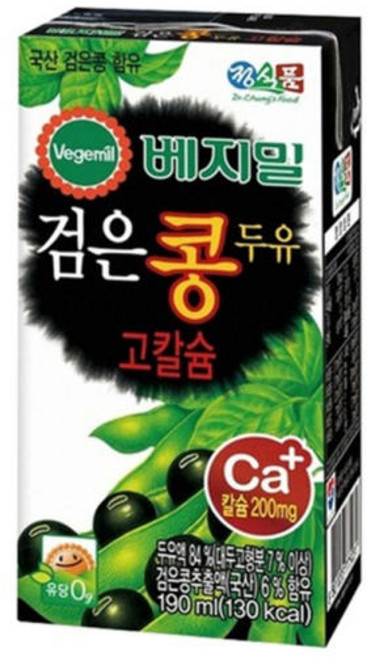 베지밀 검은콩 고칼슘 두유, 190ml, 72개