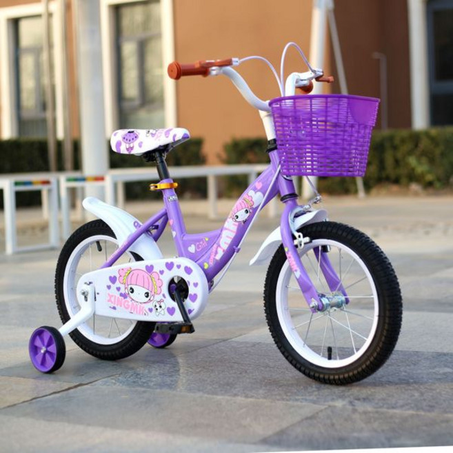 3-7세 여아용 보조바퀴 바구니 달린 어린이 자전거, 16inch, 1cm, 05 Blue-16inch