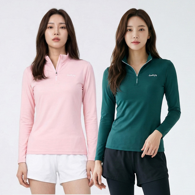 <스타일랑> (1+1) 여성 긴팔 하프집업 티셔츠_아웃도어 에어리조이