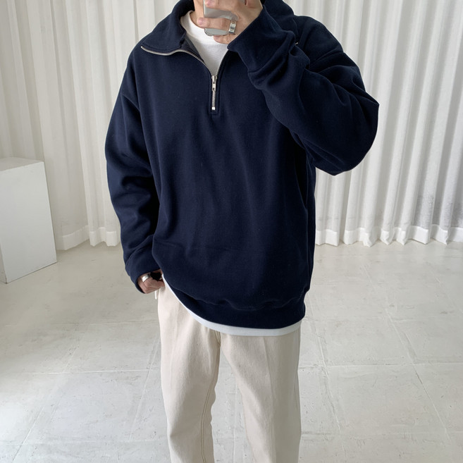 스트릿제이 기모 반집업 맨투맨