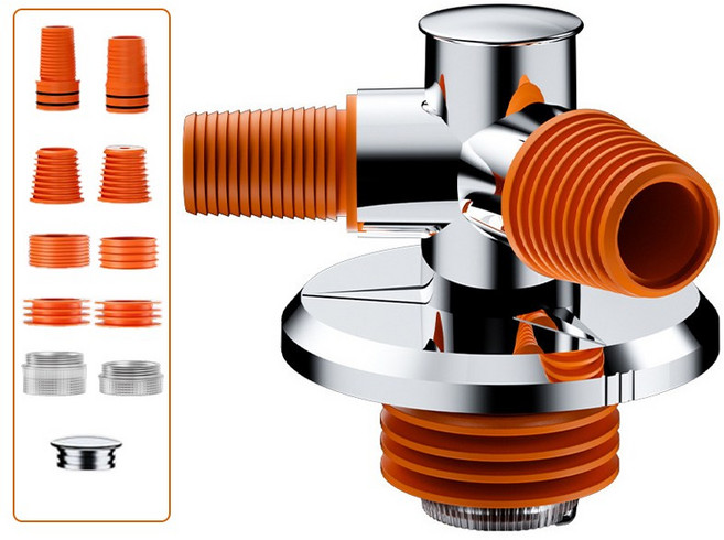 ZOZOFO 싱크대 하수구 냄새 차단 트랩 올인원 세탁기배수구트랩 건조기 주방 악취 차단 3구, 1세트