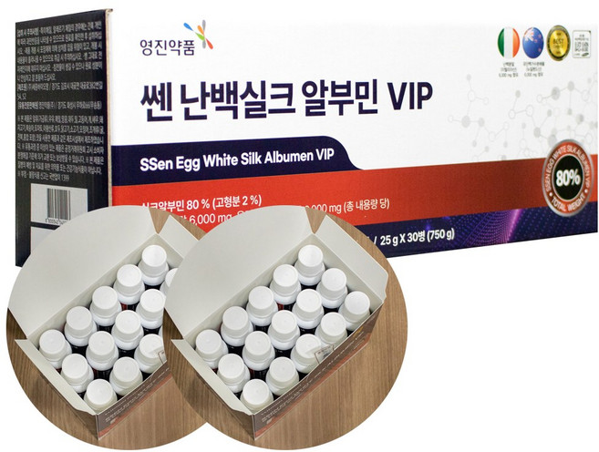 영진약품 쎈 난백실크 알부민 VIP 실크알부민 80%, 1박스, 30회분